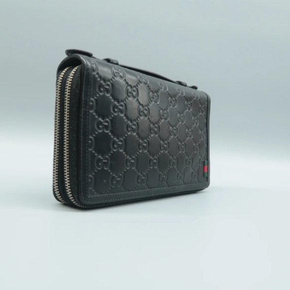 100% Authentic Gucci GG Black Leather Clutch Bag - Picture 3 of 12